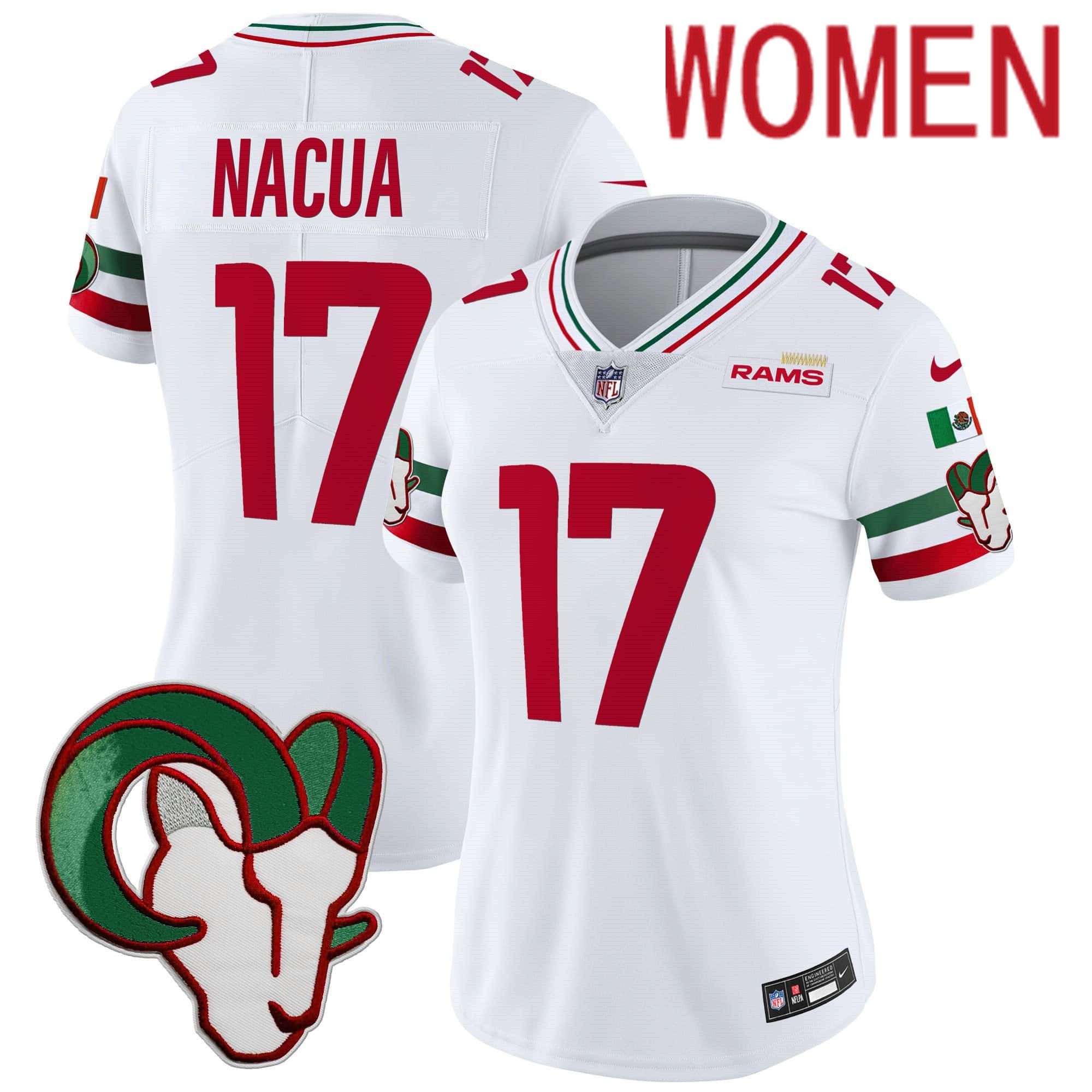 Women Los Angeles Rams #17 Nacua White 2024 Nike Mexico Vapor Limited NFL Jersey
